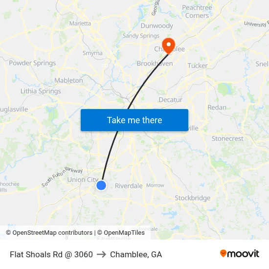 Flat Shoals Rd @ 3060 to Chamblee, GA map