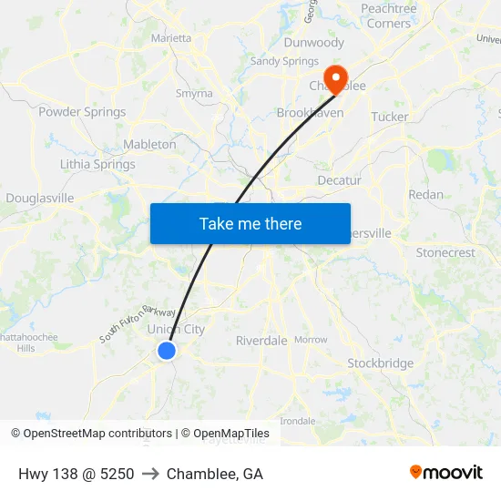 Hwy 138 @ 5250 to Chamblee, GA map