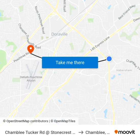 Chamblee Tucker Rd @ Stonecrest Ct to Chamblee, GA map