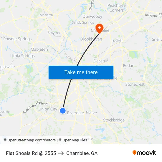 Flat Shoals Rd @ 2555 to Chamblee, GA map