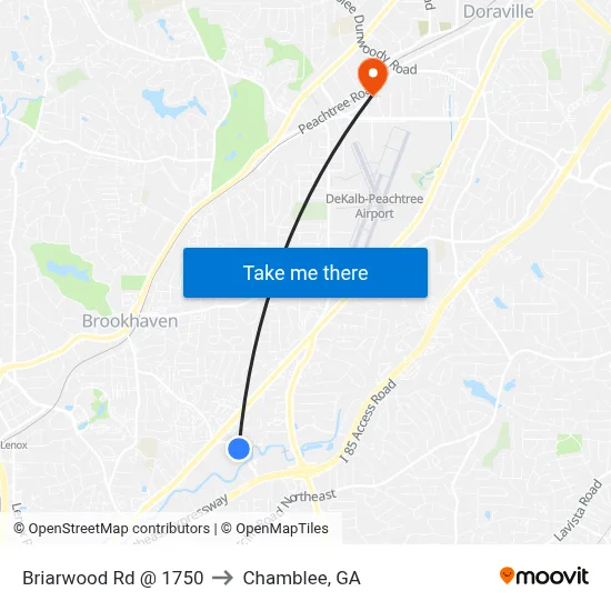 Briarwood Rd @ 1750 to Chamblee, GA map