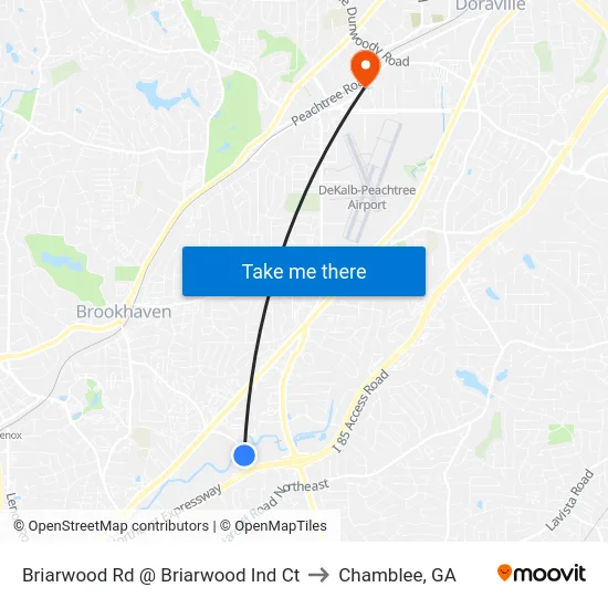 Briarwood Rd @ Briarwood Ind Ct to Chamblee, GA map
