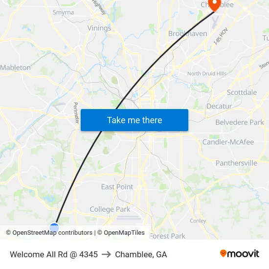 Welcome All Rd @ 4345 to Chamblee, GA map