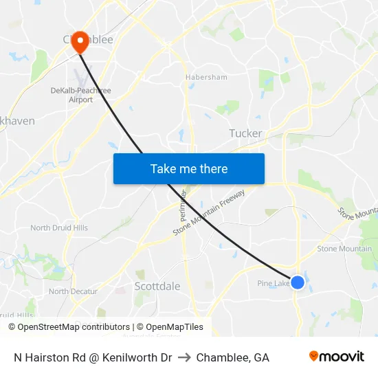 N Hairston Rd @ Kenilworth Dr to Chamblee, GA map
