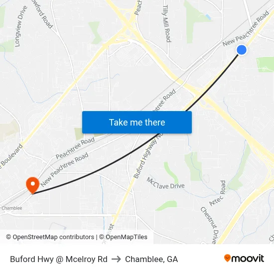 Buford Hwy @ Mcelroy Rd to Chamblee, GA map