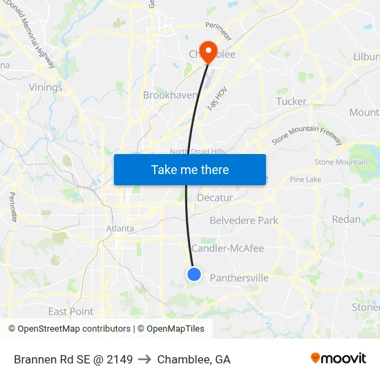 Brannen Rd SE @ 2149 to Chamblee, GA map
