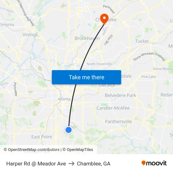 Harper Rd @ Meador Ave to Chamblee, GA map