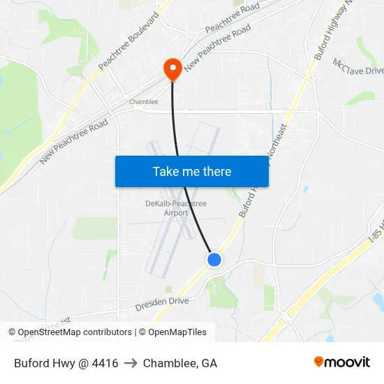 Buford Hwy @ 4416 to Chamblee, GA map