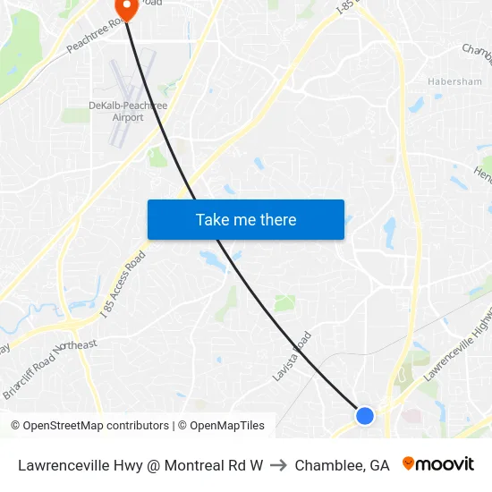 Lawrenceville Hwy @ Montreal Rd W to Chamblee, GA map