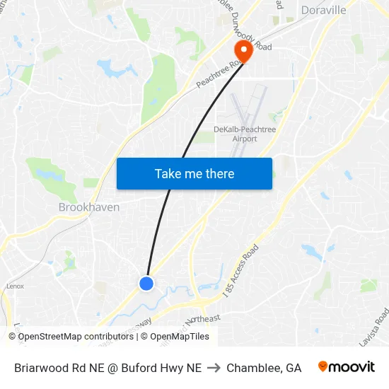 Briarwood Rd NE @ Buford Hwy NE to Chamblee, GA map