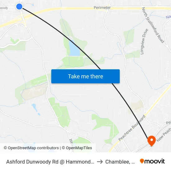 Ashford Dunwoody Rd @ Hammond Dr to Chamblee, GA map
