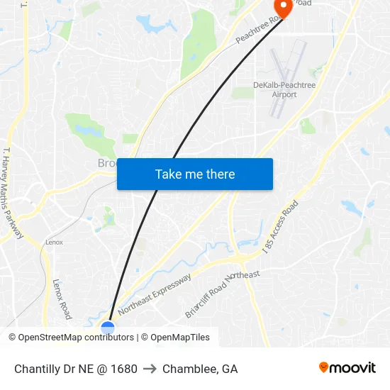 Chantilly Dr NE @ 1680 to Chamblee, GA map