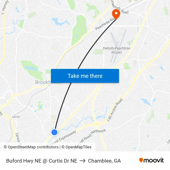 Buford Hwy NE @ Curtis Dr NE to Chamblee, GA map