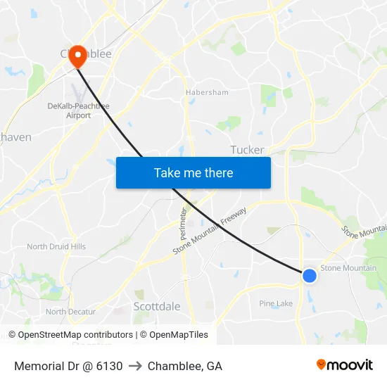 Memorial Dr @ 6130 to Chamblee, GA map