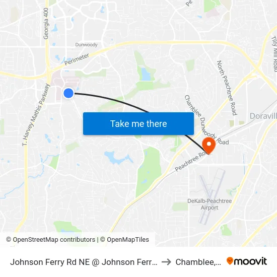 Johnson Ferry Rd NE @ Johnson Ferry Pkwy to Chamblee, GA map