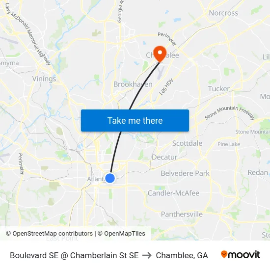 Boulevard SE @ Chamberlain St SE to Chamblee, GA map