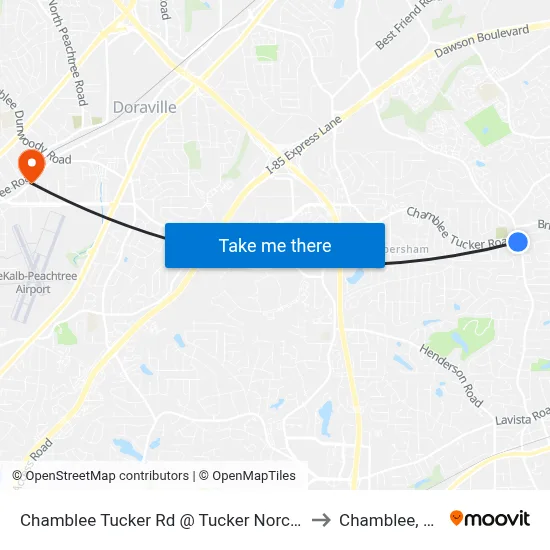 Chamblee Tucker Rd @ Tucker Norcros to Chamblee, GA map