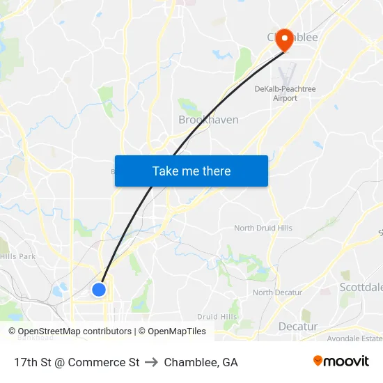 17th St @ Commerce St to Chamblee, GA map