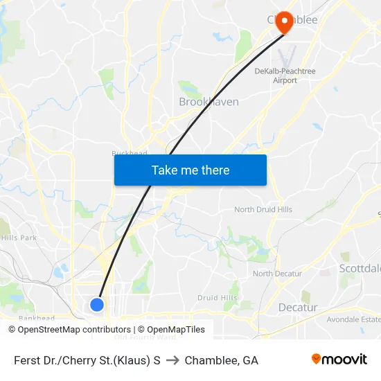 Ferst Dr./Cherry St.(Klaus) S to Chamblee, GA map