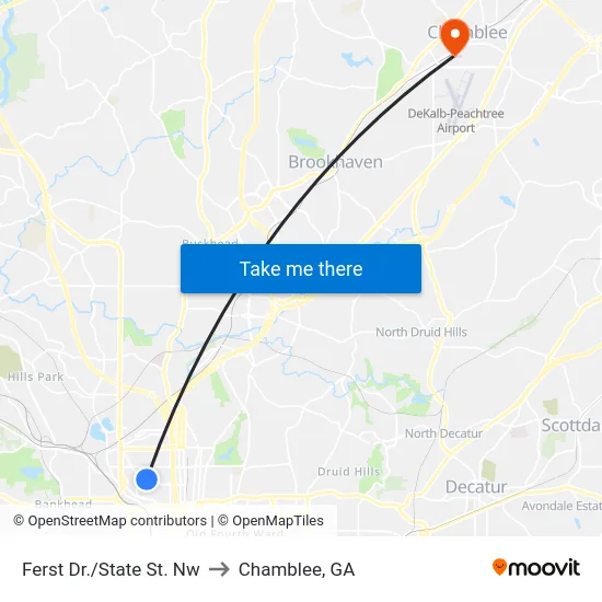 Ferst Dr./State St. Nw to Chamblee, GA map