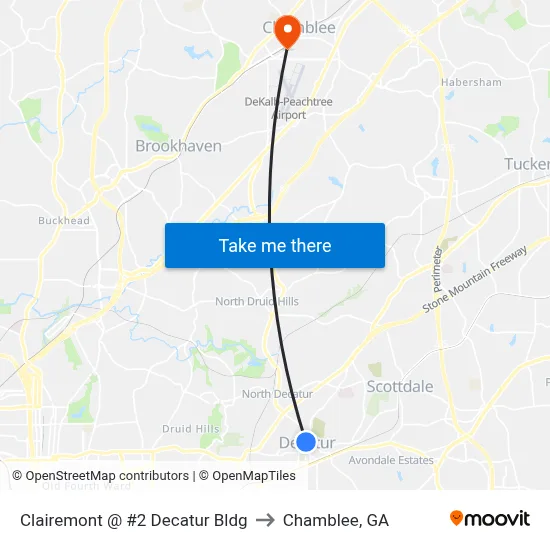 Clairemont @ #2 Decatur Bldg to Chamblee, GA map