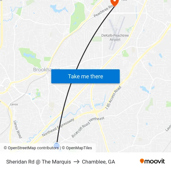 Sheridan Rd @ The Marquis to Chamblee, GA map