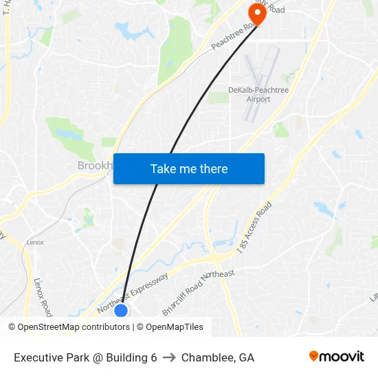 Executive Park @ Building 6 to Chamblee, GA map