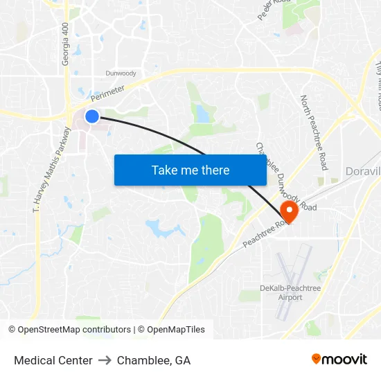 Medical Center to Chamblee, GA map