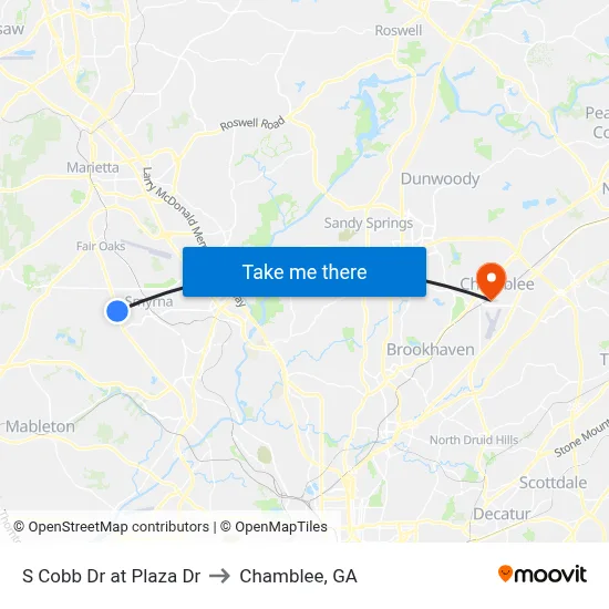 S Cobb Dr at Plaza Dr to Chamblee, GA map