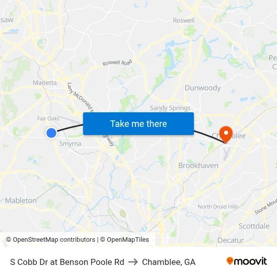 S Cobb Dr at Benson Poole Rd to Chamblee, GA map