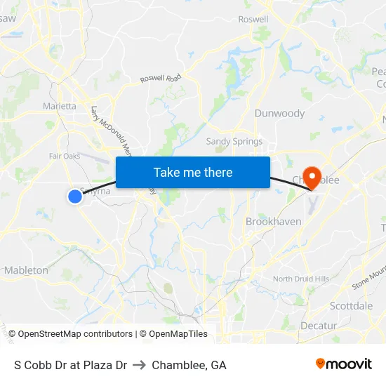 S Cobb Dr at Plaza Dr to Chamblee, GA map
