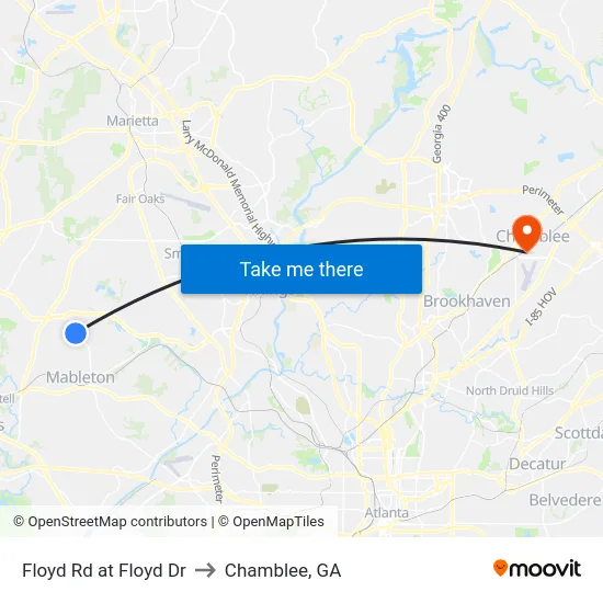 Floyd Rd at Floyd Dr to Chamblee, GA map