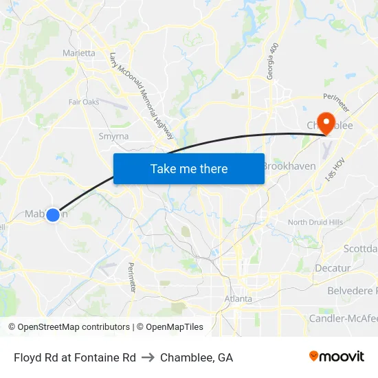 Floyd Rd at Fontaine Rd to Chamblee, GA map