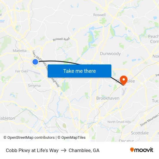 Cobb Pkwy at Life's Way to Chamblee, GA map