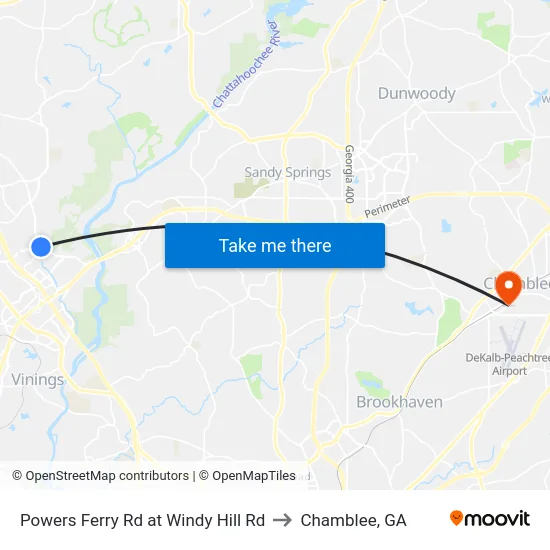 Powers Ferry Rd at Windy Hill Rd to Chamblee, GA map