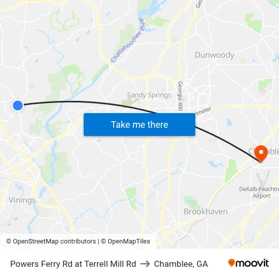 Powers Ferry Rd at Terrell Mill Rd to Chamblee, GA map