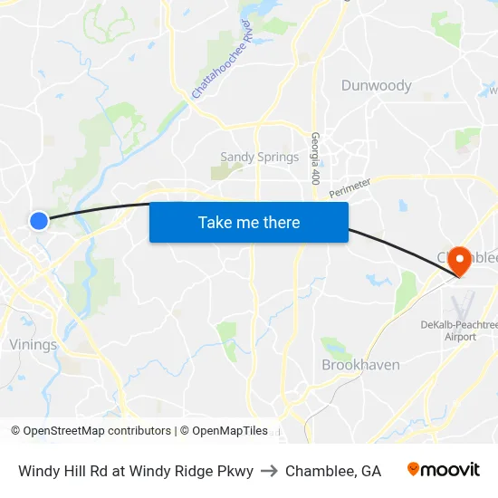 Windy Hill Rd at Windy Ridge Pkwy to Chamblee, GA map