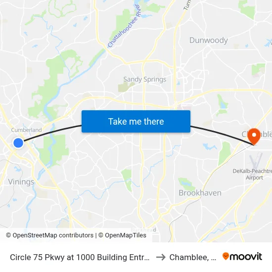 Circle 75 Pkwy at 1000 Building Entrance to Chamblee, GA map