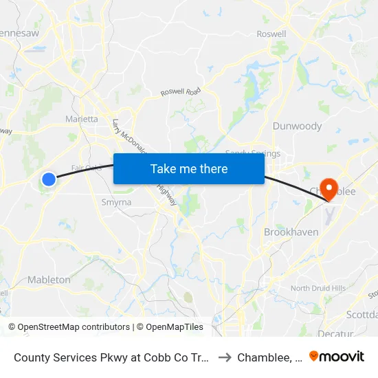 County Services Pkwy at Cobb Co Trash Tr to Chamblee, GA map