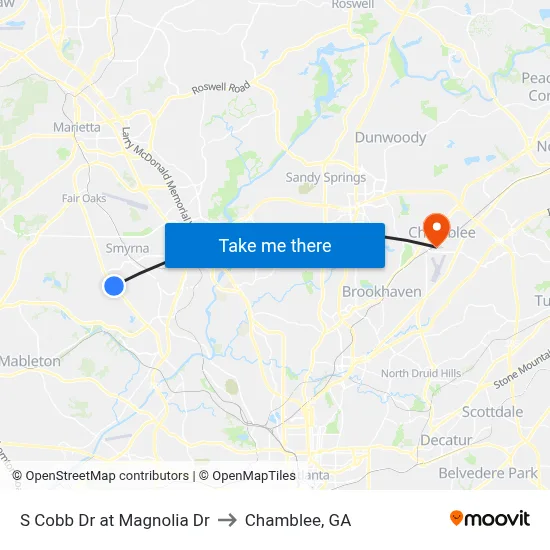 S Cobb Dr at Magnolia Dr to Chamblee, GA map