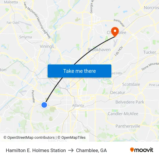 Hamilton E. Holmes Station to Chamblee, GA map