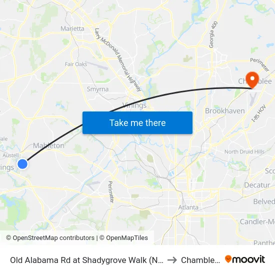Old Alabama Rd at Shadygrove Walk (Not 25 Timepoin to Chamblee, GA map