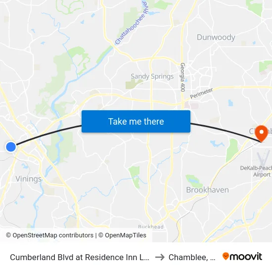 Cumberland Blvd at Residence Inn Loop to Chamblee, GA map