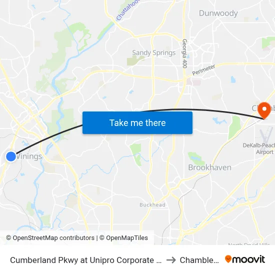 Cumberland Pkwy at Unipro Corporate Office / Kaise to Chamblee, GA map