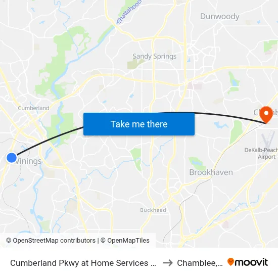 Cumberland Pkwy at Home Services at Home to Chamblee, GA map
