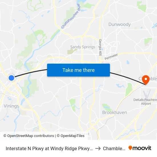 Interstate N Pkwy at Windy Ridge Pkwy SE / Cobb CH to Chamblee, GA map