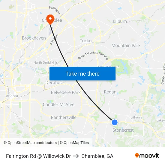 Fairington Rd @ Willowick Dr to Chamblee, GA map