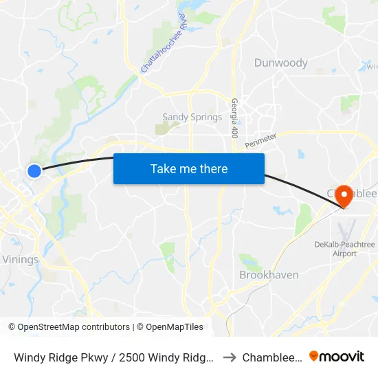 Windy Ridge Pkwy / 2500 Windy Ridge Building to Chamblee, GA map