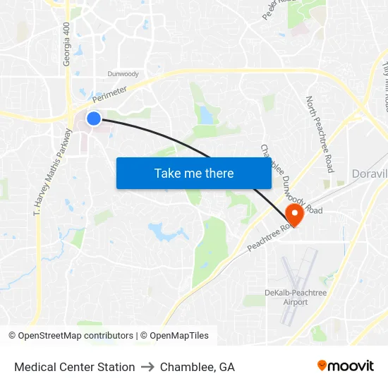 Medical Center Station to Chamblee, GA map