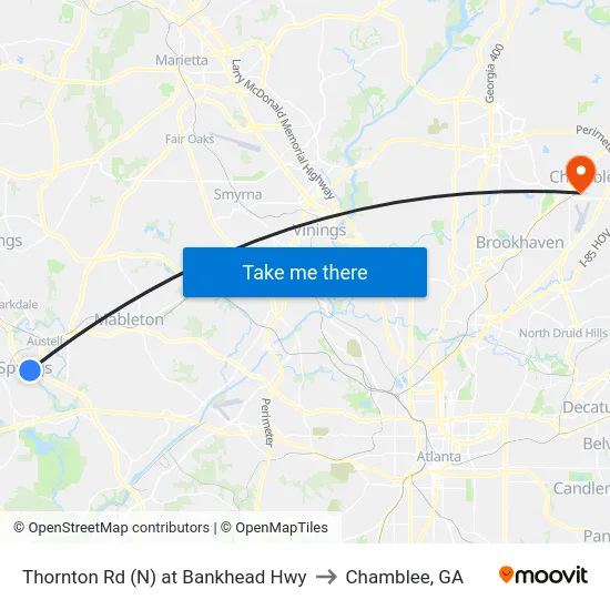Thornton Rd (N) at Bankhead Hwy to Chamblee, GA map